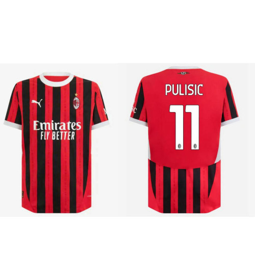 Youth AC Milan 2024-25 Home Red and Black 11 Christian Pulisic Replica Jersey