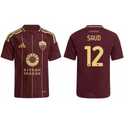 AS Roma 2024-25 Home Red #12 SAUD Authentic Jersey