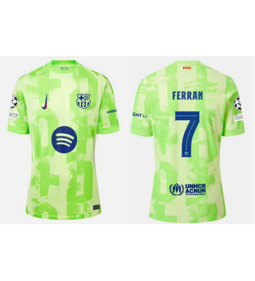 Women's Barcelona Third 2024/25 Ferran 7 Authentic Green Jersey