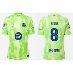 Women's Barcelona Third 2024/25 Pedri 8 Authentic Green Jersey