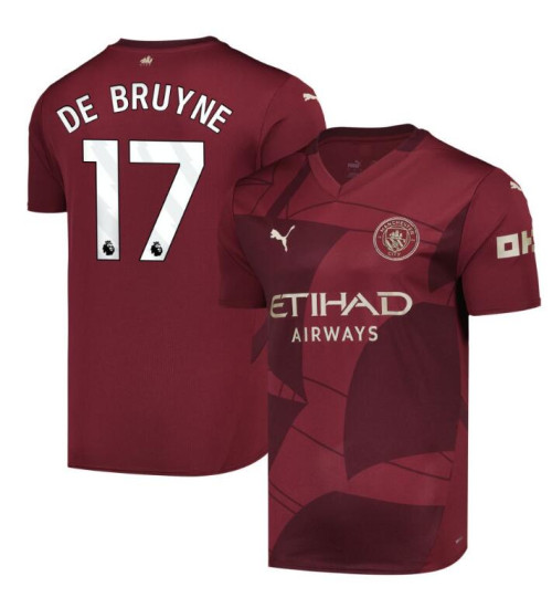 Man City 2024-25 Third Red Kevin De Bruyne 17 Authentic Jersey Man City 2024-25 Third Red Kevin De Bruyne 17 Authentic Jersey